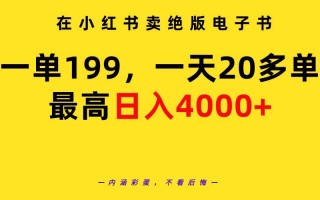 (9401期)在小红书卖绝版电子书，一单199 一天最多搞20多单，最高日入4000+教程+资料