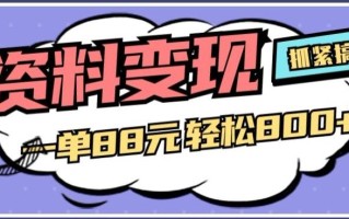 资料变现，一单88元轻松800+