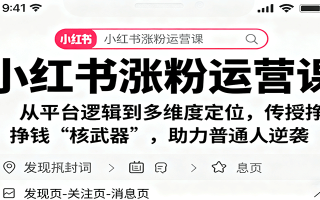 小红书涨粉运营课：从平台逻辑到多维度定位，传授挣钱 “核武器”，助力普通人逆袭