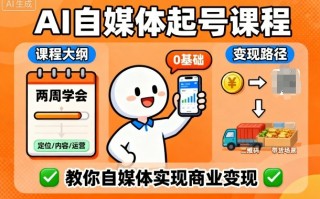 AI自媒体起号课程，0基础小白两周学会，教你自媒体实现商业变现
