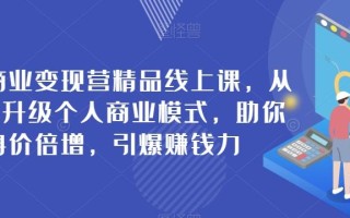 个人商业变现营精品线上课，从0到1升级个人商业模式，助你身价倍增，引爆赚钱力