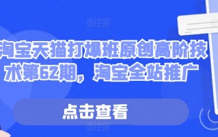 淘宝天猫打爆班原创高阶技术第62期，淘宝全站推广