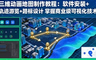 三维动画地图制作教程：软件安装+轨迹游览+路标设计 掌握商业级可视化技术