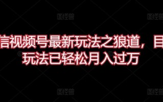 微信视频号最新玩法之狼道，目前玩法已轻松月入过万【揭秘】