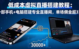 低成本虚拟直播搭建教程：一部手机+电脑搭建专业直播间，单场佣金超3万