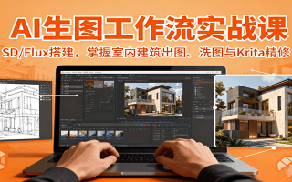 AI生图工作流实战课：SD/Flux搭建，掌握室内建筑出图、洗图与Krita精修