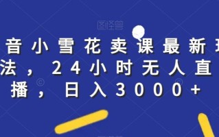 抖音小雪花卖课最新玩法，24小时无人直播，日入3000+【揭秘】