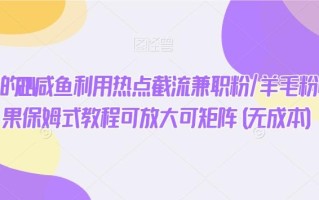 外面很火的2024咸鱼利用热点截流兼职粉/羊毛粉当天出效果保姆式教程可放大可矩阵(无成本)