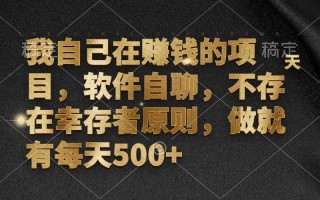 我自己在赚钱的项目，软件自聊，不存在幸存者原则，做就有每天500+