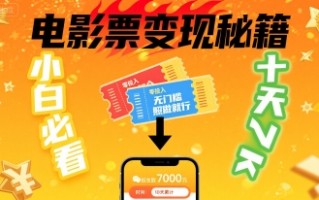 小白必看！卖电影票项目，零投入无门槛谁都能做，十天到手 7k，照做就行【揭秘】
