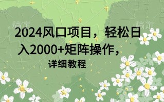 (9652期)2024风口项目，轻松日入2000+矩阵操作，详细教程