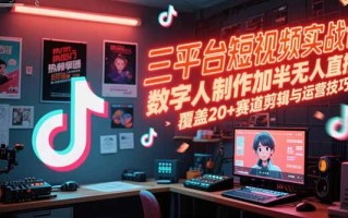 三平台短视频实战课，数字人制作加半无人直播，覆盖20+赛道剪辑与运营技巧