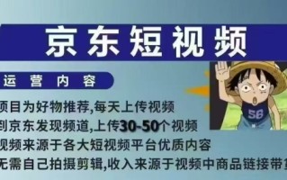 京东短视频带货课，无需自己拍摄剪辑，保姆式教学，两天快速上手