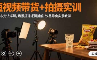 短视频带货+拍摄实训：三灯布光法详解,场景搭建逻辑拆解,饮品零食实景教学