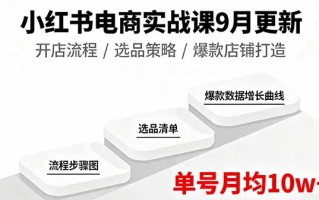 小红书电商实战课9月更新，开店流程/选品策略/爆款店铺打造，单号月均10w+