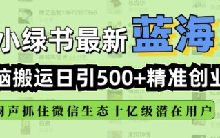 小绿书无脑搬运引流，全自动日引500精准创业粉，微信生态内又一个闷声发财的机会