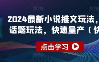 2024最新小说推文玩法，今日话题玩法，快速量产(快剪)