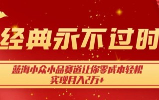 经典永不过时，蓝海小众小品赛道，让你零成本轻松实现月入2万+