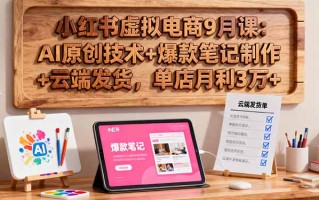 小红书虚拟电商9月课：AI原创技术+爆款笔记制作+云端发货，单店月利3万+