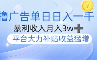 撸广告躺赚，单设备日入1000+，月入3w+，今年最强撸广告上线