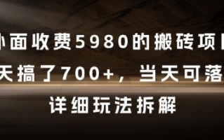 外面收费5980的搬砖项目，3天搞了7张+，当天可落地，详细玩法拆解【揭秘】