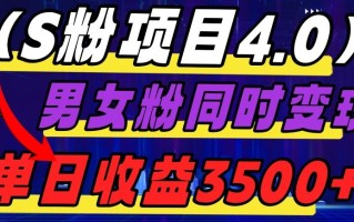 S粉项目4.0，男女粉通吃，男女粉同时变现，单日收益3500+