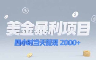 美金暴利项目，四小时当天提现 2000+机会留给会选赛道的人