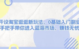 开设淘宝逛逛新玩法，0基础入门副业，手把手带你进入蓝海市场，赚钱无忧