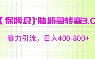保姆级脑筋急转弯3.0，暴力引流，日入400-800+【揭秘】