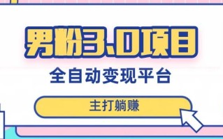 男粉3.0项目，轻松日入1000+！全自动获客渠道，当天见效，新手小白也能简单操作！