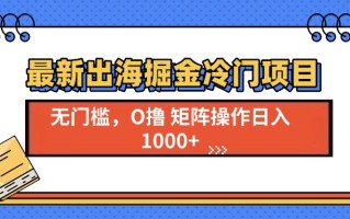 最新出海掘金冷门项目，单号日入1000+