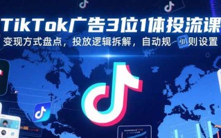 TikTok广告3位1体投流课，变现方式盘点，投放逻辑拆解，自动规则设置