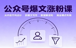 公众号爆文涨粉课：从内容方向设计到爆文写作，数据解读和商业模式布局