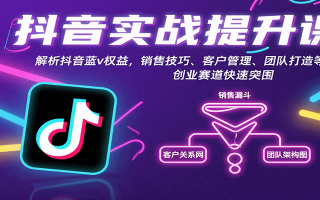 抖音实战提升课：解析抖音蓝v权益，销售技巧、客户管理、团队打造等创业赛道快速突围
