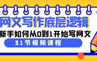 网文写作底层逻辑，新手如何从0到1开始写网文(31节课)