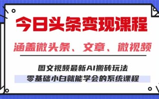 今日头条AI玩法 3.0，零门槛操作，小白每天 2 小时照做就能日入 300 + …