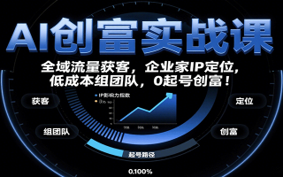 AI创富实战课：企业家IP定位，全域流量获客，低成本组团队，0起号创富！
