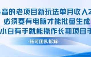 老项目新玩法单月收入2W小白有手就能操作长期项目
