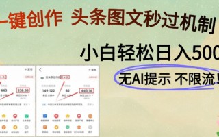 AI黑科技一键创作，头条图文轻松日入500+
