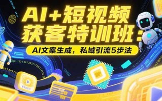 AI+短视频获客特训班：账号定位技巧，AI文案生成，私域引流5步法