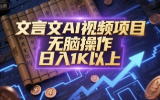 文言文AI视频项目，无脑操作，日入1K以上