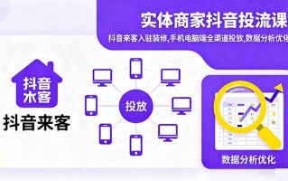 实体商家抖音投流课:抖音来客入驻装修,手机电脑端全渠道投放,数据分析优化